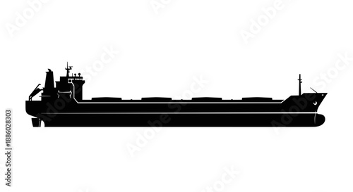 Silhouette of a Large Cargo Ship Sailing on the Water 1.