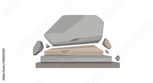 Abstract Geometric Stone Layers Floating Dynamic Composition Modern Graphic Element Illustration