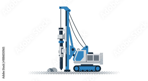 Advanced Piling Machine Illustration Representing Deep Foundation Drilling Engineering Work