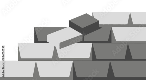 Architectural Foundation Blocks Construction Process Abstract Design Grey Structure