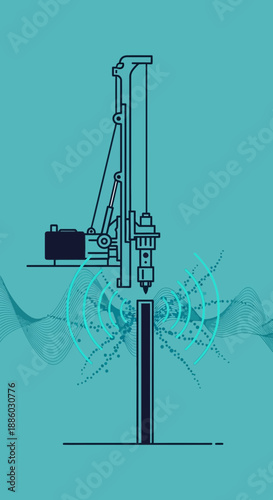 Advanced Engineering Drill Rig Performing Deep Foundation Construction Work Icon