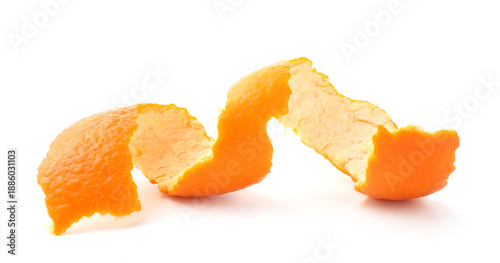 Foto Tangerine zest isolated on white. Citrus fruit peel