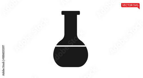 Simple Black Icon of a Round Bottom Flask.