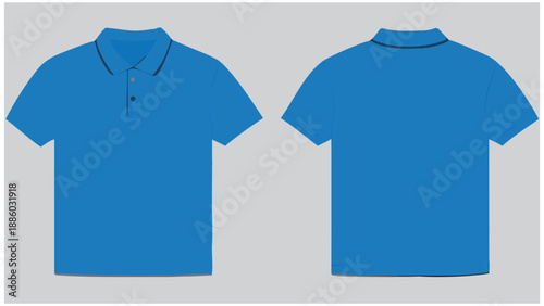 Blue polo shirt with short sleeves and collar vector illustration
