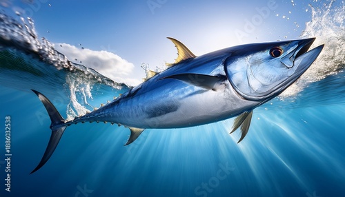 a bluefin tuna jumps out of the water