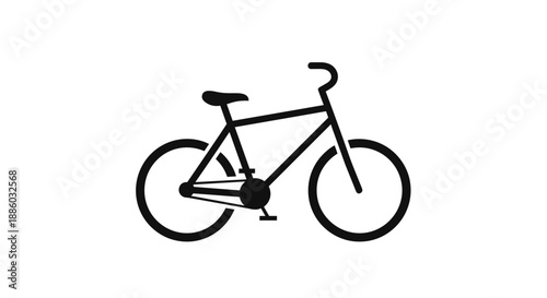 Simple Black Silhouette of a Bicycle Icon.