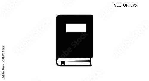 Simple Black Silhouette of a Closed Book with Bookmark.