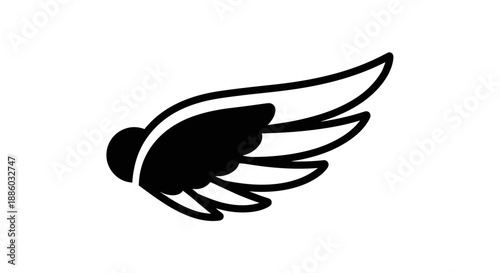Simple Black Wing Icon Graphic Design Element.