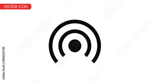 Simple Black WiFi Signal Icon on White Background.