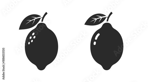 Two lemons presented in a stark minimalist black silhouette