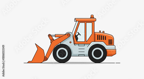 Bright Orange Front End Loader Industrial Machinery Construction Vehicle Minimalist Design