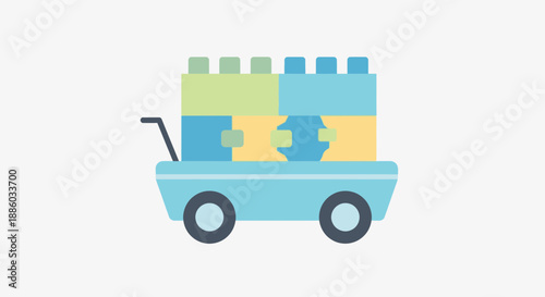 Building Blocks On Cart Symbolizing Teamwork And Collaborative Solutions