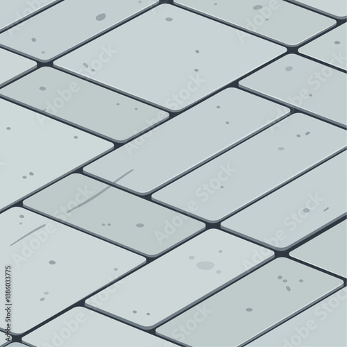 Contemporary Isometric Grey Paving Stone Pattern Seamless Design Aesthetic Texture