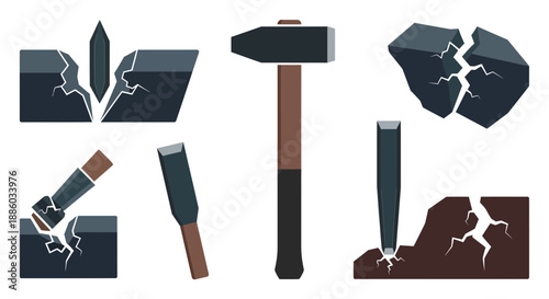 Collection Of Robust Hand Tools Designed For Effective Rock Demolition And Ground Breaking
