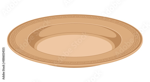 Decorative Empty Ceramic Dish With Abstract Meander Style Pattern For Culinary Art