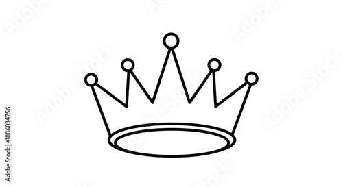 Simple Line Art Crown Icon Symbol.