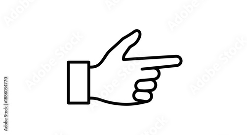 Simple Line Art Hand Pointing Directional Gesture.