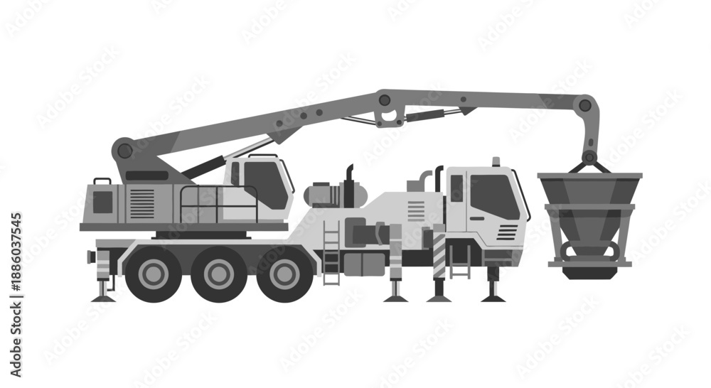 Fototapeta premium Dynamic Concrete Pump Truck Essential Heavy Equipment For Modern Building Projects