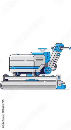 Detailed Vector Illustration Of A Contemporary Floor Polisher Machine Tool For Industrial Use