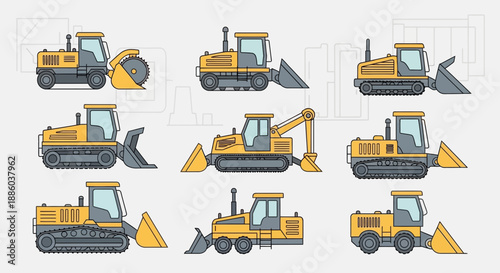 Diverse Collection Of Heavy Construction Vehicles Essential For Modern Earthmoving Projects