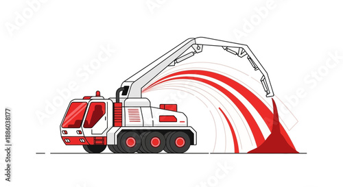 Dynamic Illustration Of Heavy Machinery Dispensing Concrete For Infrastructure Development Projects