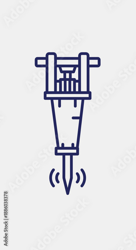 Dynamic Jackhammer Icon Illustrates Heavy Industrial Demolition Work And Construction Progress