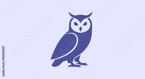 Blue owl silhouette illustration