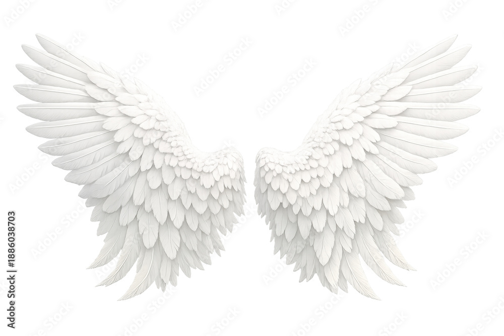 Fototapeta premium White angel wings creating a spiritual connection, symbolizing purity, divinity, freedom, and heavenly concepts