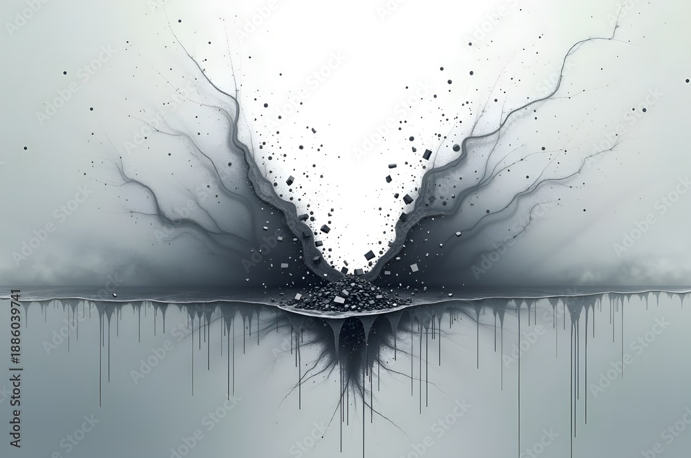 Fototapeta premium Abstract Explosion of Particles and Lines