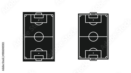 Aerial view of two soccer fields a distinct black and white silhouette
