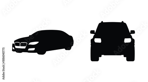 Two vehicle outlines against a white background a striking silhouette