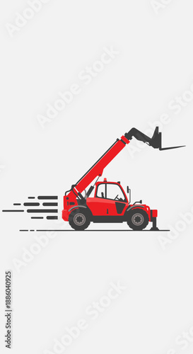 Dynamic Red Telescopic Forklift Vector Graphic Showcasing Industrial Agility