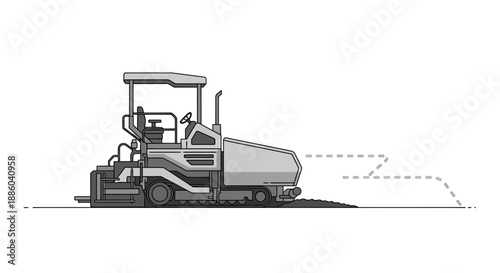 Efficient Roadway Paving Machine Creating New Infrastructure Paths Vector Art