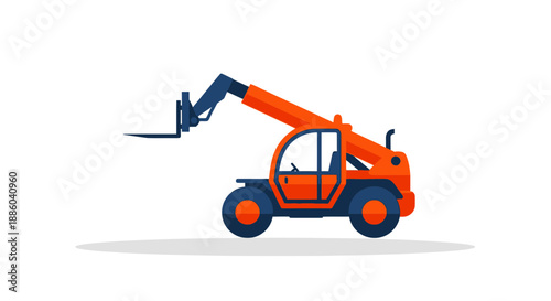 Dynamic Telehandler Forklift Vehicle Moving Materials Efficiently On Project Site