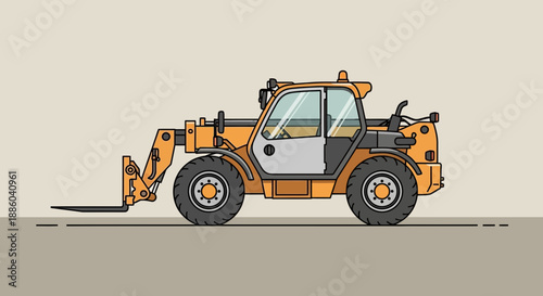 Dynamic Telehandler Forklift Machine Vector Art For Construction And Material Handling