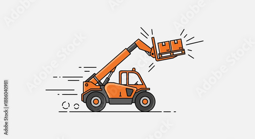 Dynamic Telehandler Moving Cargo Quickly Illustration For Logistics And Construction
