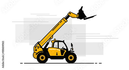 Dynamic Yellow Telescopic Handler Vector Illustration For Construction And Industrial Projects