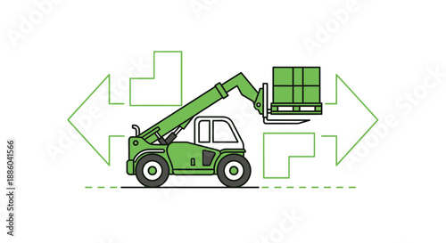 Efficient Logistics Solution Illustrated By Telehandler Handling Pallet Boxes Movement