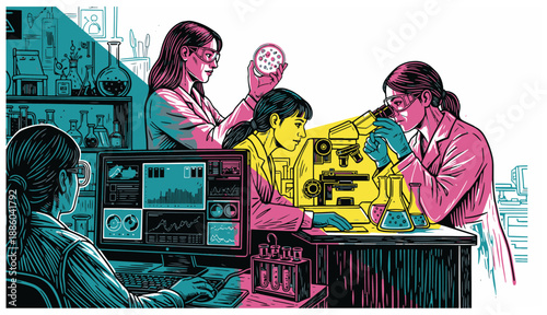 Scientists conducting research in a high-tech laboratory setting