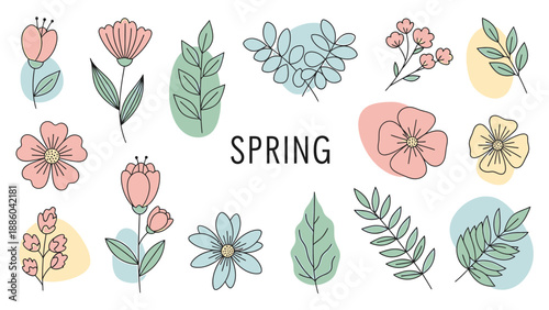 Minimal Botanical Flowers and Leaves Icons