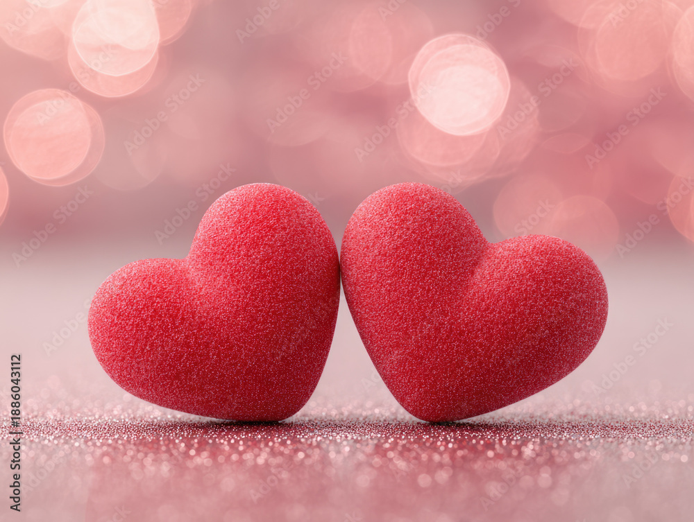Obraz premium Romantic red Valentine heart-shaped, symbol of love and romance for valentine's background. 