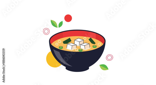 Bowl of japanese miso soup illustration