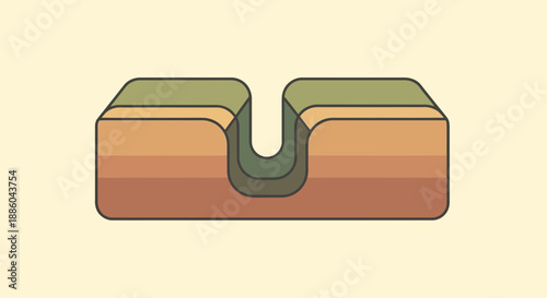Geological Cross Section Revealing Layered Earth With A Simple Trench Structure