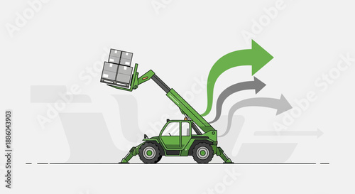 Green Telehandler Elevating Goods Symbolizing Dynamic Industrial Progress And Delivery Solutions