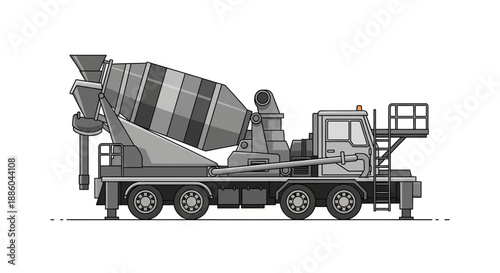 Heavy Duty Concrete Mixer Truck Illustration Representing Construction And Building Progress