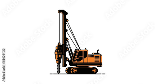 Heavy Construction Drilling Rig Machine Icon For Foundation Work Projects Building Equipment