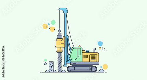Heavy Duty Drilling Rig Machine For Construction Site Foundation Work Illustration