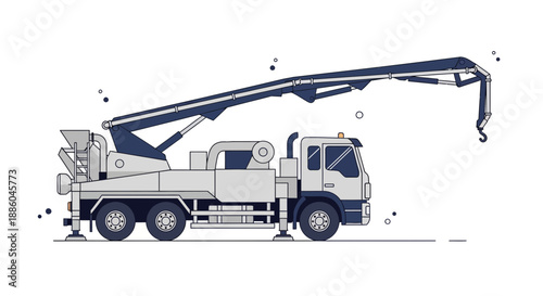 Heavy Duty Concrete Pump Truck Industrial Construction Equipment Vector Illustration Clean Minimal