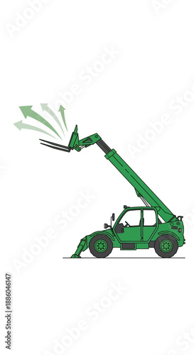 Heavy Duty Green Telescopic Handler Forklift With Extended Boom And Dynamic Arrows