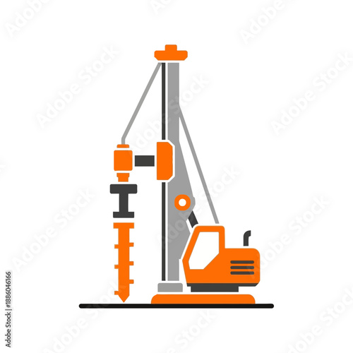 Heavy Duty Construction Pile Driver Icon For Foundation Drilling Project Work Site Engineering